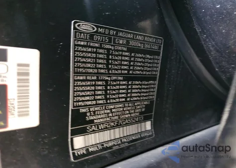 2016 Land Rover Range Rover Sport Hse from USA, damaged, VIN SALWR2KF7GA552413